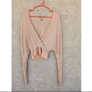 Free People pink dolman sleeve wrap sweater